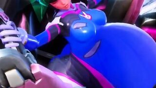 Hentai redhead gives blowjob and having sex