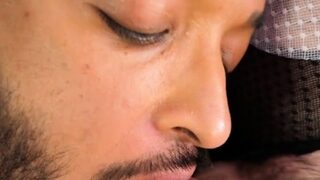 Greedy babe deepthroating in bisex trio